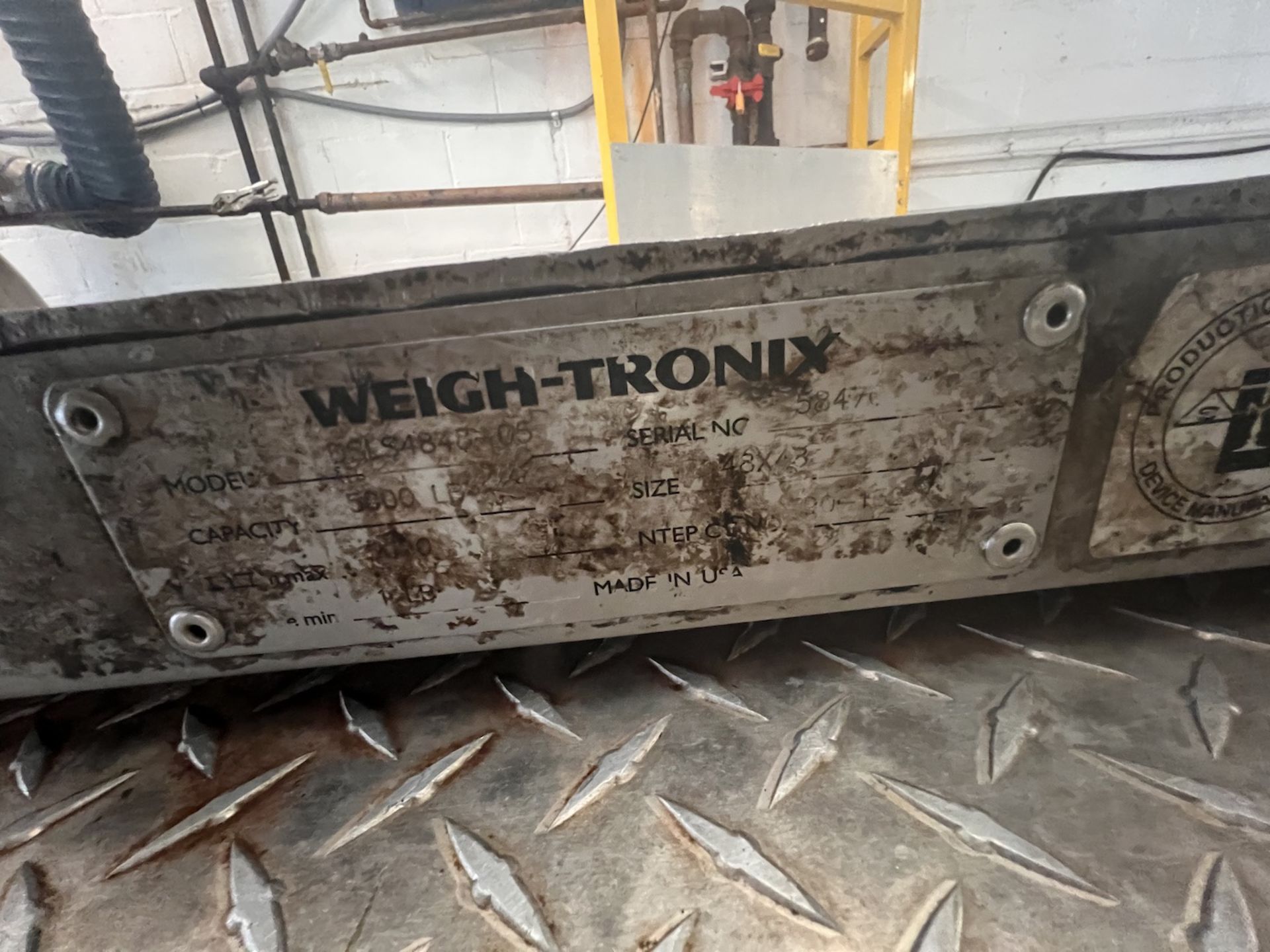 WEIGH-TRONIX S/S FLOOR SCALE WITH DIGITAL READ-OUT, MODEL DSLS4848-05, S/N 58472, 5,000 LB CAPACITY, - Image 11 of 11