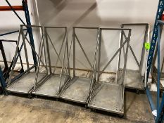 (5) ALUMINUM PAN CARTS, WITH HAND RAILS & MOUNTED ON CASTERS (LOCATED IN CALLERY, PA)