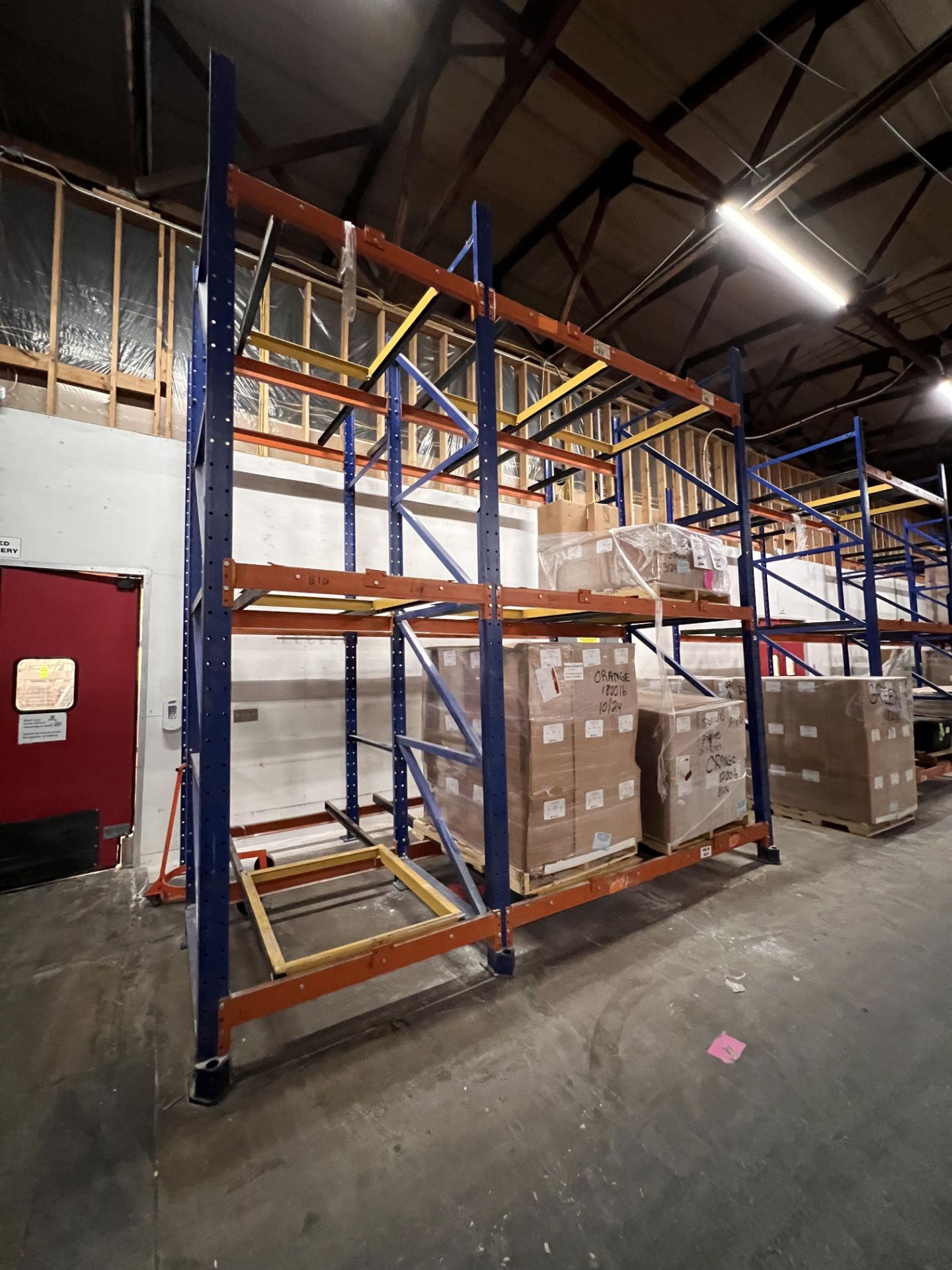 PUSHBACK STYLE PALLET RACKING, APPROX. (9) SECTIONS AND 13 UPRIGHTS, APPROX. 90 PALLET CAPACITY - Image 3 of 13