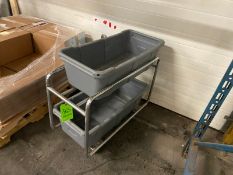 (2) TUB PORTABLE UNIT, WITH (2) GRAY PLASTIC TUBS WITH PORTABLE ALUMINUM CART (LOCATED IN CALLERY,