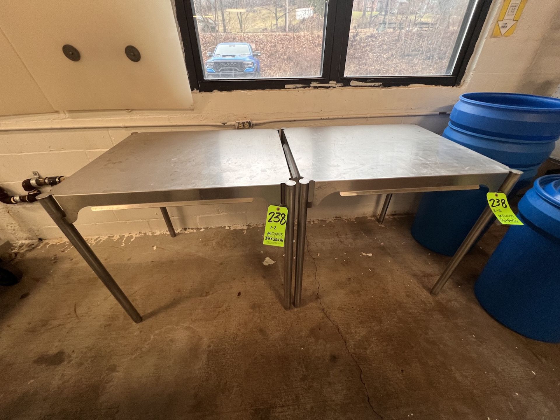 (2) S/S TABLES, APPROX. 36 IN. L X 30 IN. W X 36 IN. H