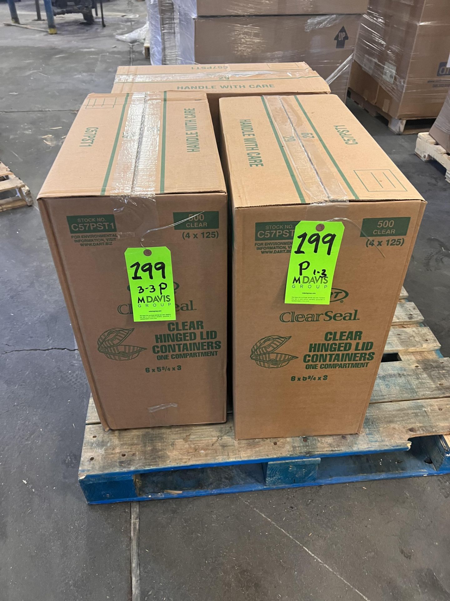 (3) BOXES CLEARSEAL CLEAR HINGED LID CONTAINERS, 500 CONTAINERS PER BOX (LOADING FEE:  $20.00