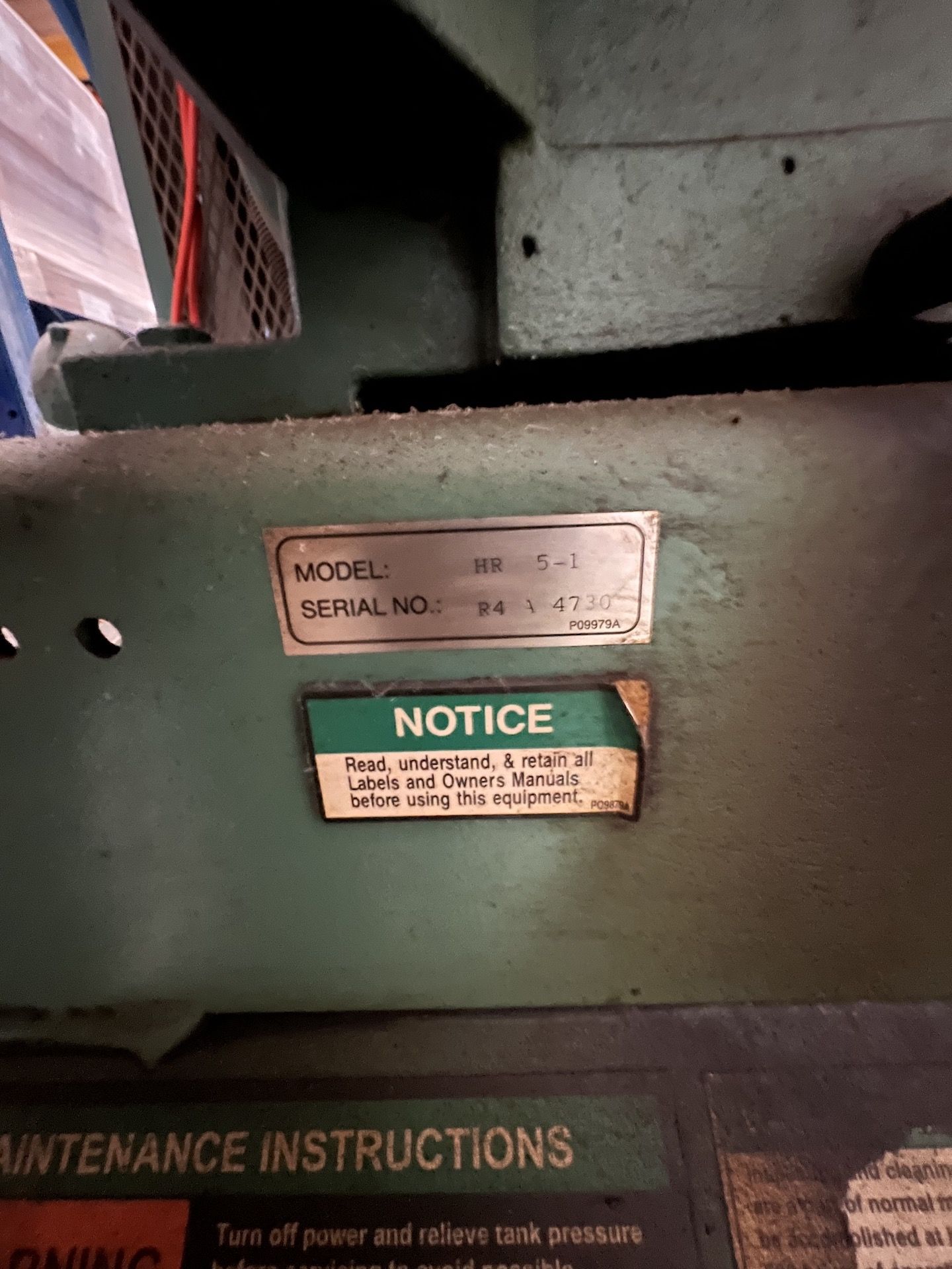 CHAMPION AIR COMPRESSOR, MODEL HR 5-1 (NOT CURRENTLY OPERATIONAL / NOT WORKING) - Image 12 of 13