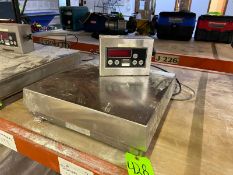 RICE LAKE WEIGHING SYSTEM S/S PLATFORM SCALE, M/N BM1818S-150, WITH DIGITAL READ OUT (LOCATED IN CAL