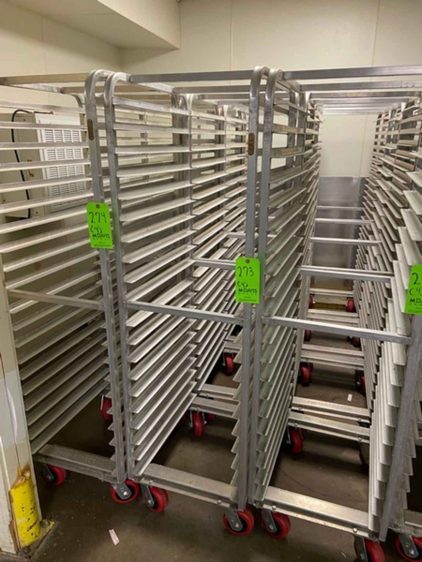 (4) BAKING RACKS, HOLDS 20 PANS, OVERALL DIMS.: APROX. 28" L x 21" W x 70" H (LOCATED IN CALLERY,