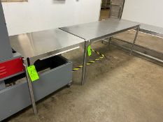 (3) S/S TABLES, 1- APROX. 36” L x 30” W x 34” H, WITH S/S LEGS; 1- APROX. 72” L x 30” W x 34” H; 1-