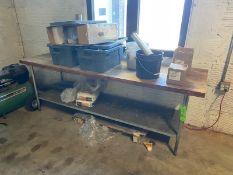 WOODEN TOP TABLE WITH S/S BOTTOM SHELF & FRAME (LOCATED IN CALLERY, PA)