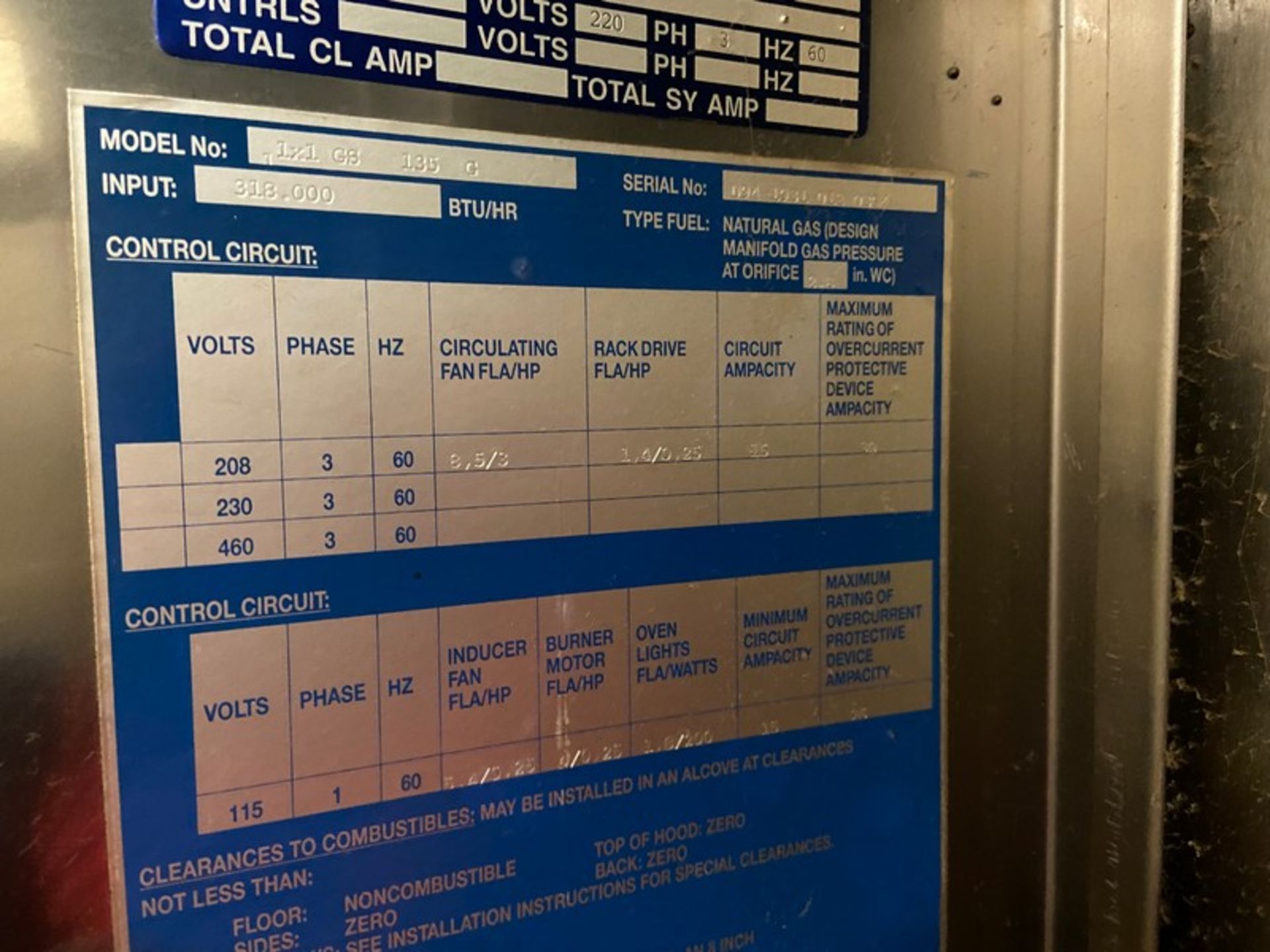 HOBART REVENT ADAMATIC S/S SINGLE RACK OVEN, M/N DRO2G, S/N 25-1000964, 220 VOLTS, 3 PHASE, STAND - Image 7 of 9