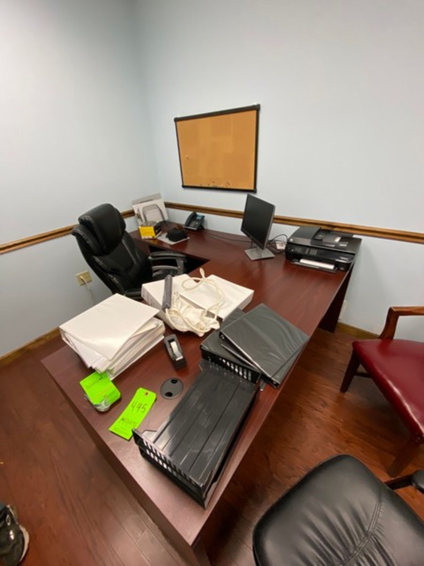 CONTENTS OF OFFICE, INCLUDES L-DESK, CHAIRS, COAT RACK, & S/S REFRIDGERATOR (LOCATED IN CALLERY, PA)