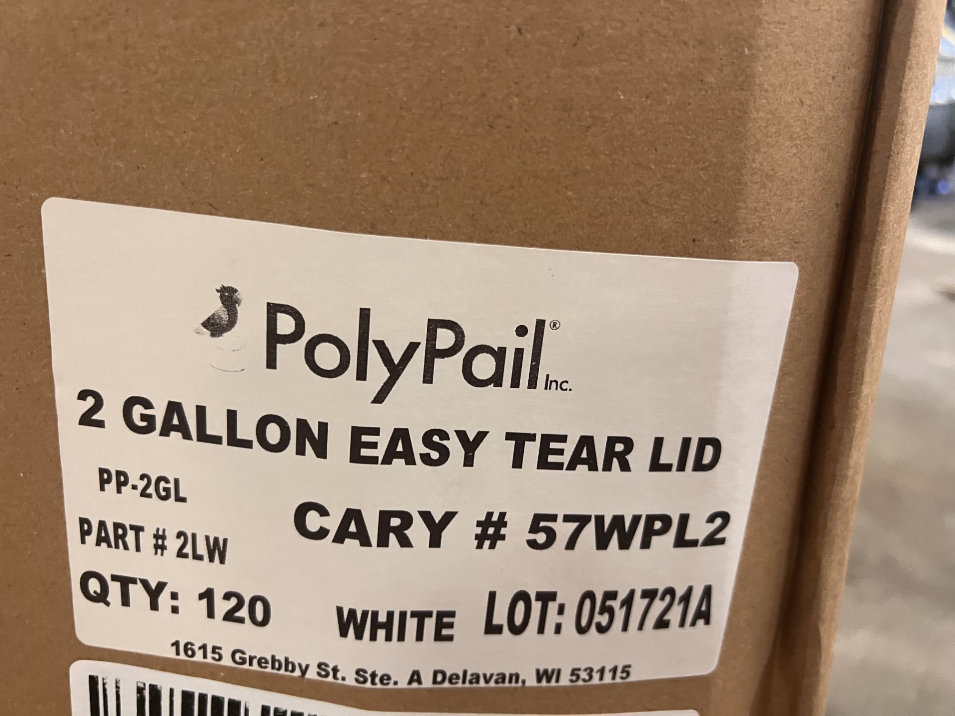 POLYPAIL 2-GALLON BUCKETS, ESAY TEAR LID STYLE, (4) BOXES, (120) PER BOX (LOADING FEE:  $20.00 - Image 2 of 3