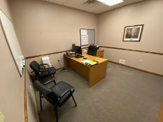 CONTENTS OF OFFICE, INCLUDES (1) DESK, (3) OFFICE CHAIRS, & (2) SHELVING UNITS (LOCATED IN CALLERY,