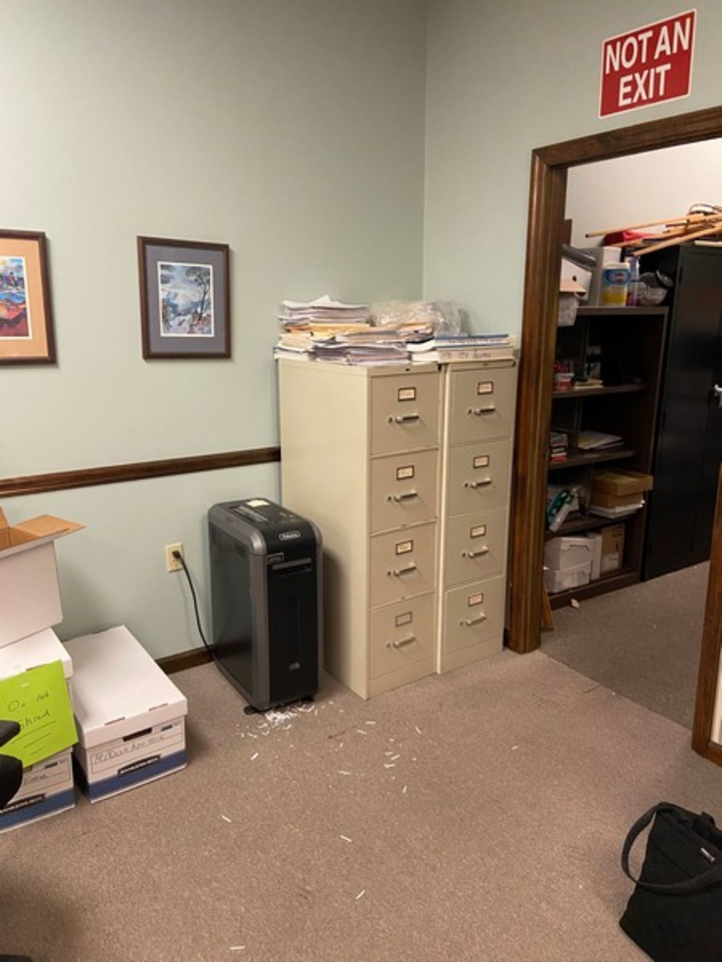 CONTENTS OF MIDDLE OFFICE AREA, INCLUDES FILING CABINETS, DESKS, CHAIRS, & OTHER PRESENT CONTENTS ( - Image 2 of 4