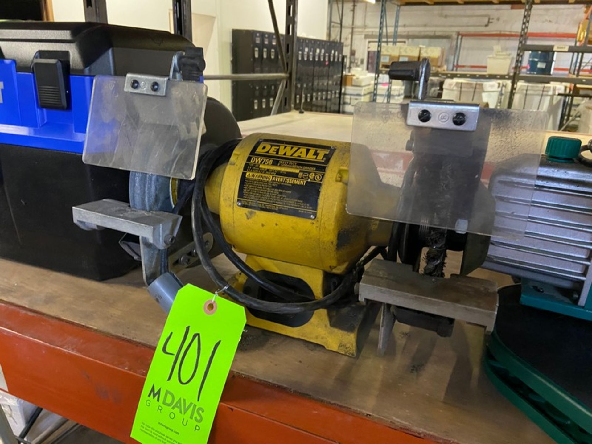 DEWALT HEAVY DUTY 8" BENCH GRINDER, M/N DW758, TYPE 1, 120 VOLTS (LOCATED IN CALLERY, PA)