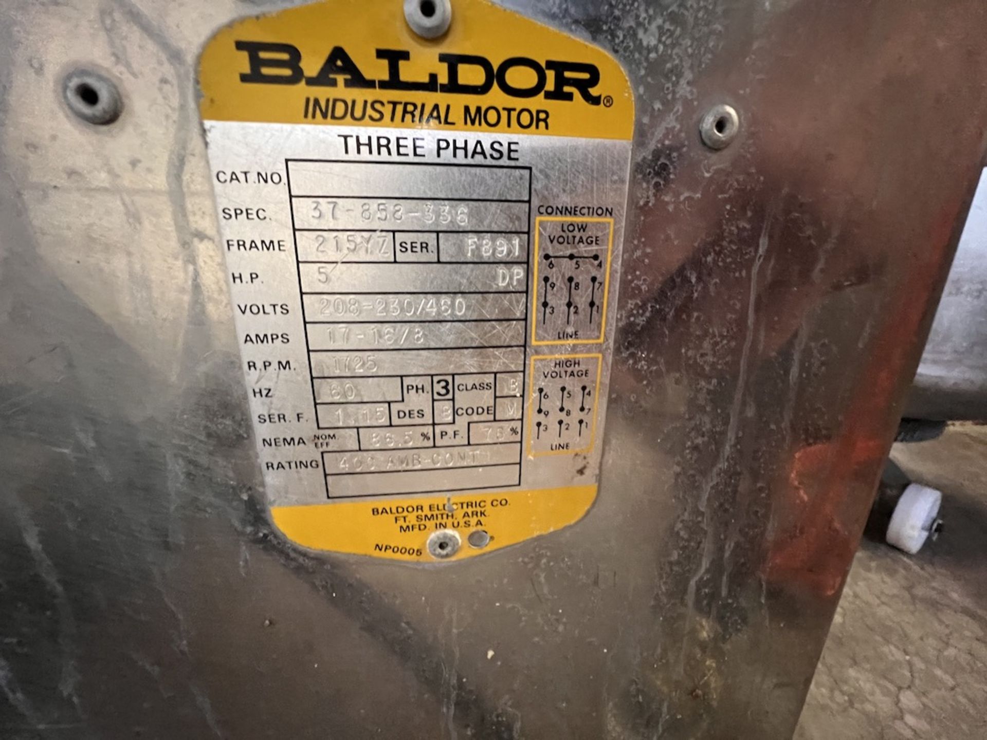 BIRO GRINDER, MODEL 548, S/N 26293, EQUIPPED WITH BALDOR 5 HP MOTOR, 1725 RPM, 208-230/460, 3 PHASE - Image 6 of 12