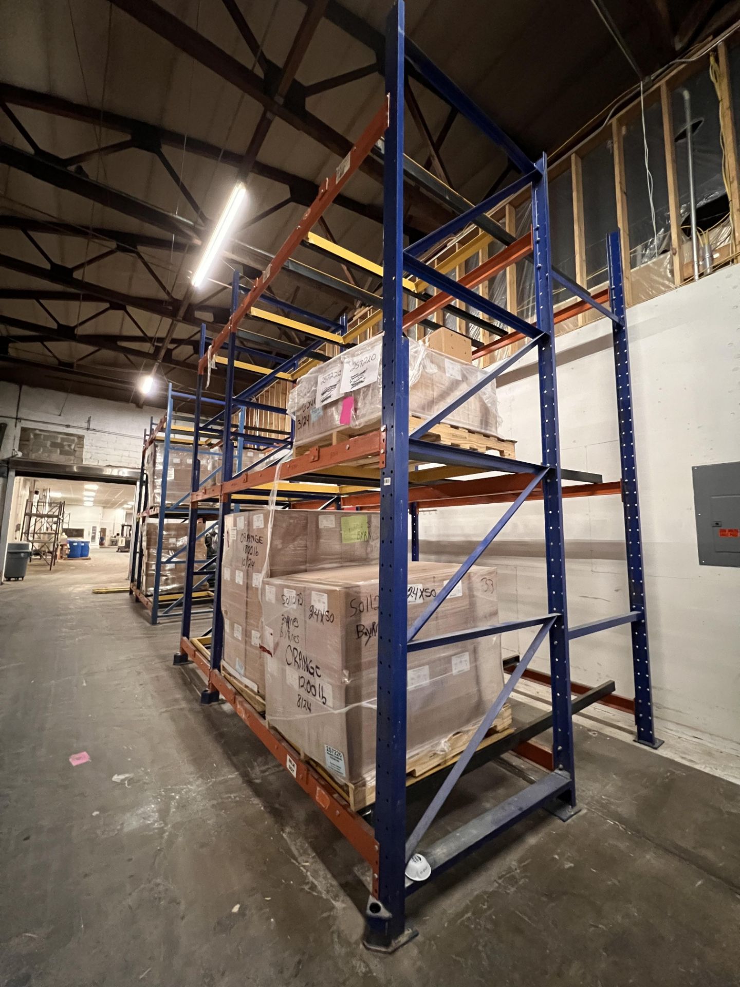 PUSHBACK STYLE PALLET RACKING, APPROX. (9) SECTIONS AND 13 UPRIGHTS, APPROX. 90 PALLET CAPACITY - Image 12 of 13