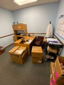 CONTENTS OF OFFICE, INCLUDES DESKS, (2) CHAIRS, COAT RACK, & OTHER PRESENT CONTENTS--SEE PHOTOGRAPHS