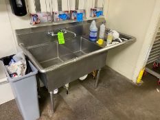 AMTEKCO DOUBLE BOWL S/S SINK, APROX. 5 FT. L, APROX. 2-1/2” W (LOCATED IN CALLERY, PA)
