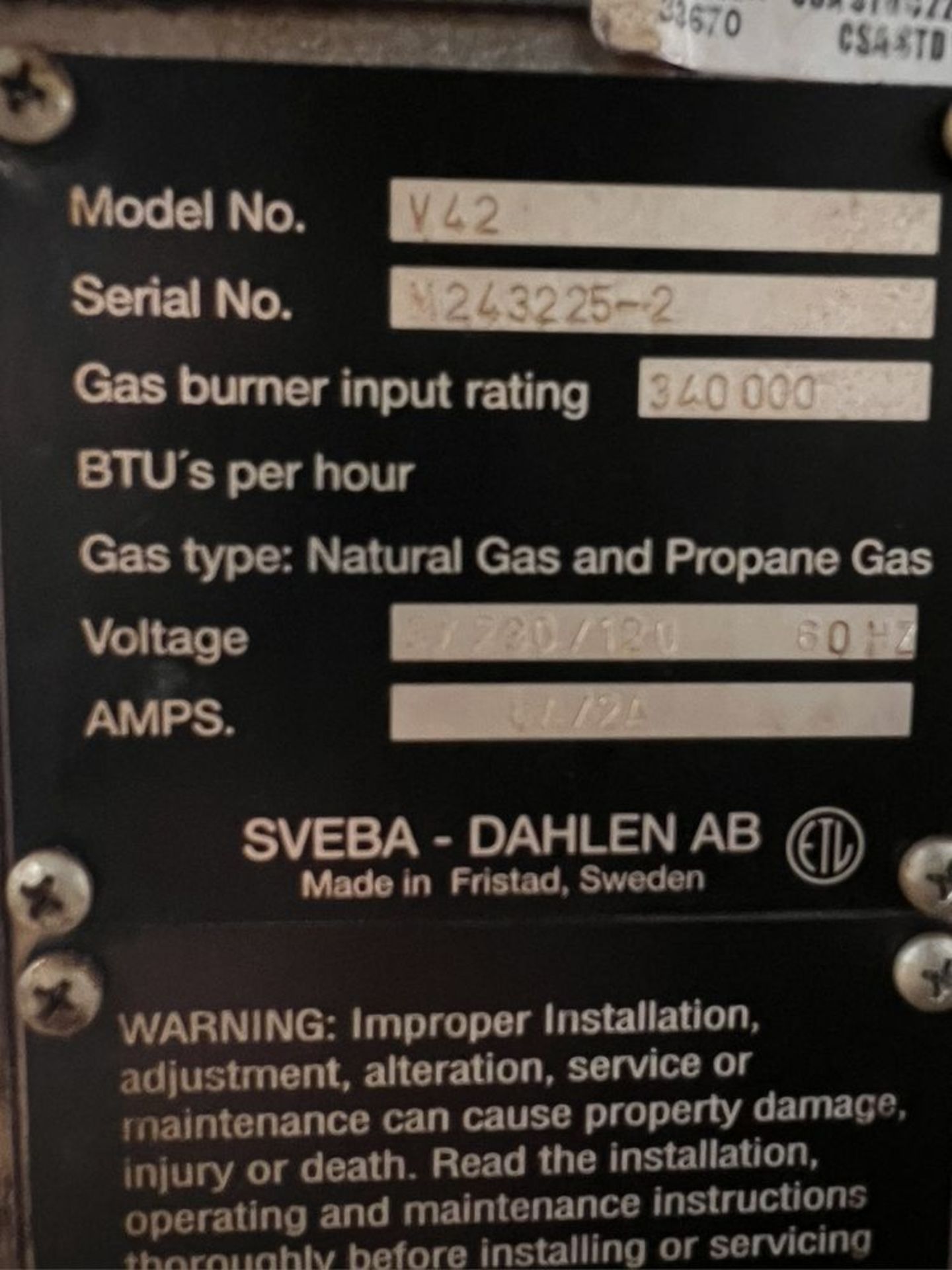 REVENT ADMATIC RACK OVEN, MODEL 1X1 GS 135 C, S/N 93 1931 119 - 0893, NATURAL GAS - Image 5 of 8