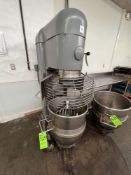 HOBART MIXER, MODEL V1401, S/N 1340529, BEATER ATTACHMENT, MIXING BOWL AND BOWL DOLLY