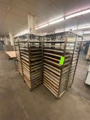 (5) PORTABLE DOUBLE SIDED BAKING PAN RACKS, MOUNTED ON CASTERS (LOCATED IN HERMITAGE, PA)