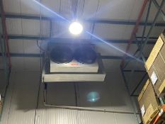 KRAMER BLOWER UNITS, TOTAL OF 4 UNITS THAT ARE 2-FAN, MOUNTED FROM CEILING OF WAREHOUSE (LOCATED IN