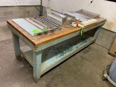 WOODEN SHOP TABLE, WITH WOODEN BOTTOM SHELF (LOCATED IN HERMINIE, PA)