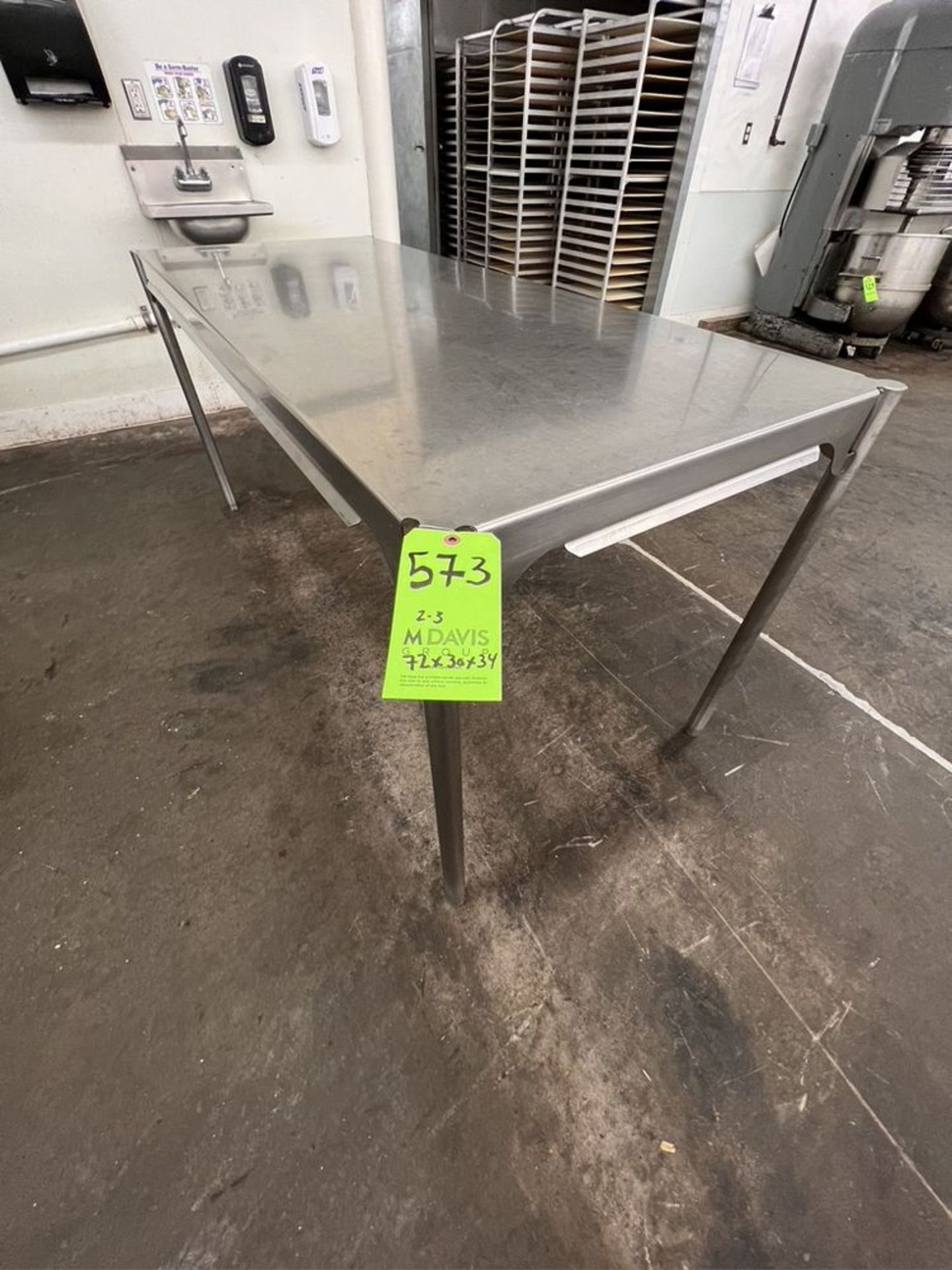 (3) S/S TABLES, (1) WITH EDLUND CAN OPENER,  APPROX. DIMS 72 X 30 X 34, 72 X 30 X 34, 72 X 30 X 32 - Image 4 of 5