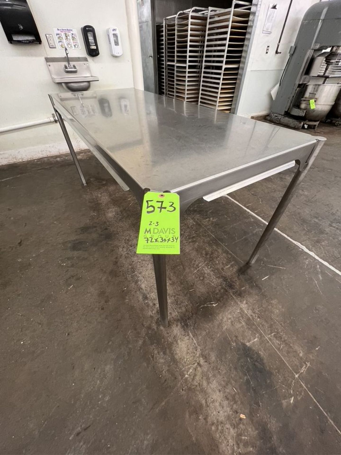 (3) S/S TABLES, (1) WITH EDLUND CAN OPENER,  APPROX. DIMS 72 X 30 X 34, 72 X 30 X 34, 72 X 30 X 32 - Image 3 of 5