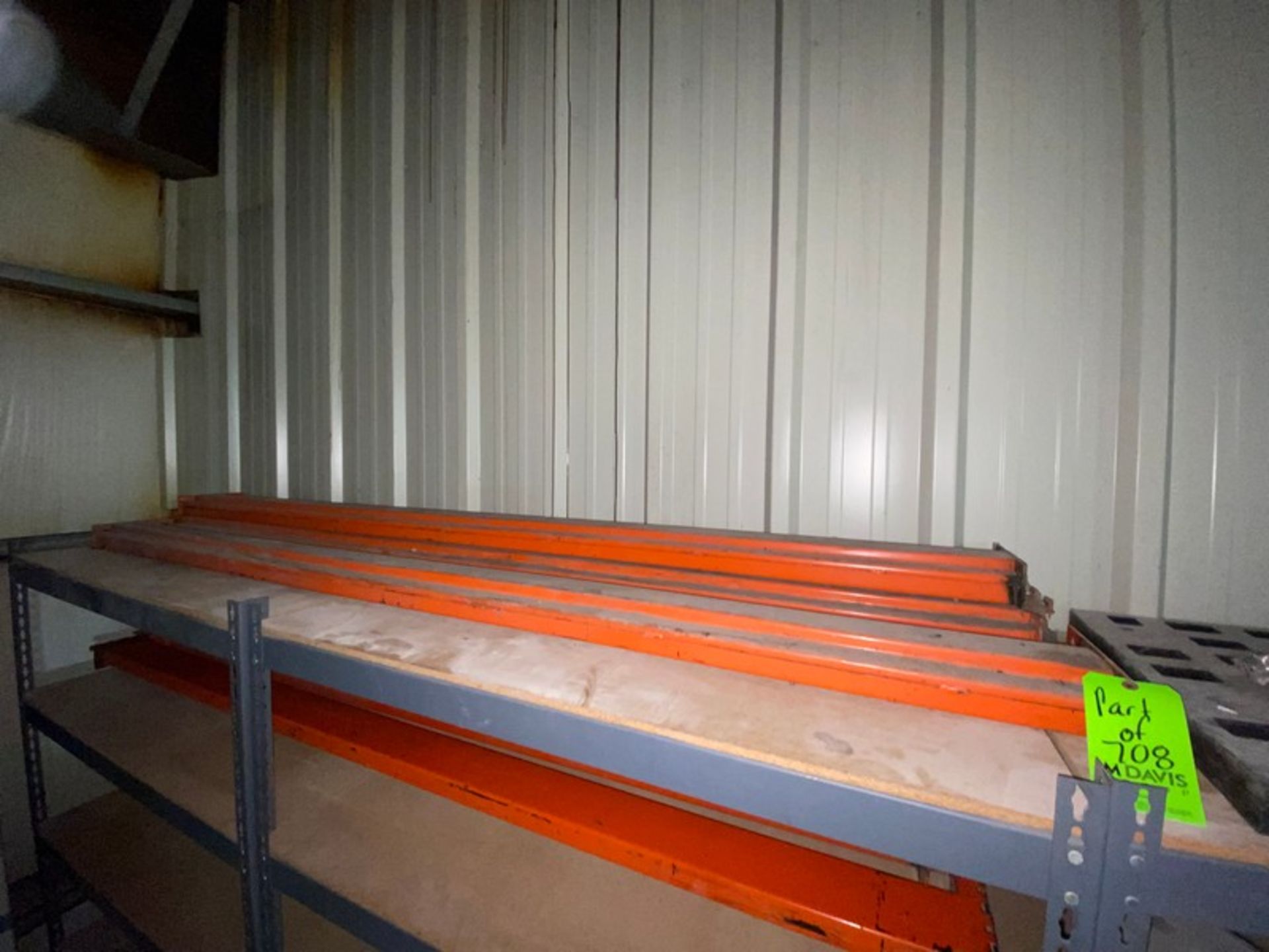 LOT OF ASSORTED PALLET RACKING PARTS, INCLUDES CROSS BEAMS & 1-VERTICAL BEAM (LOCATED IN HERMINIE,