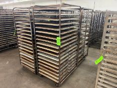 (4) PORTABLE DOUBLE SIDED BAKING PAN RACKS, MOUNTED ON CASTERS (LOCATED IN HERMITAGE, PA)