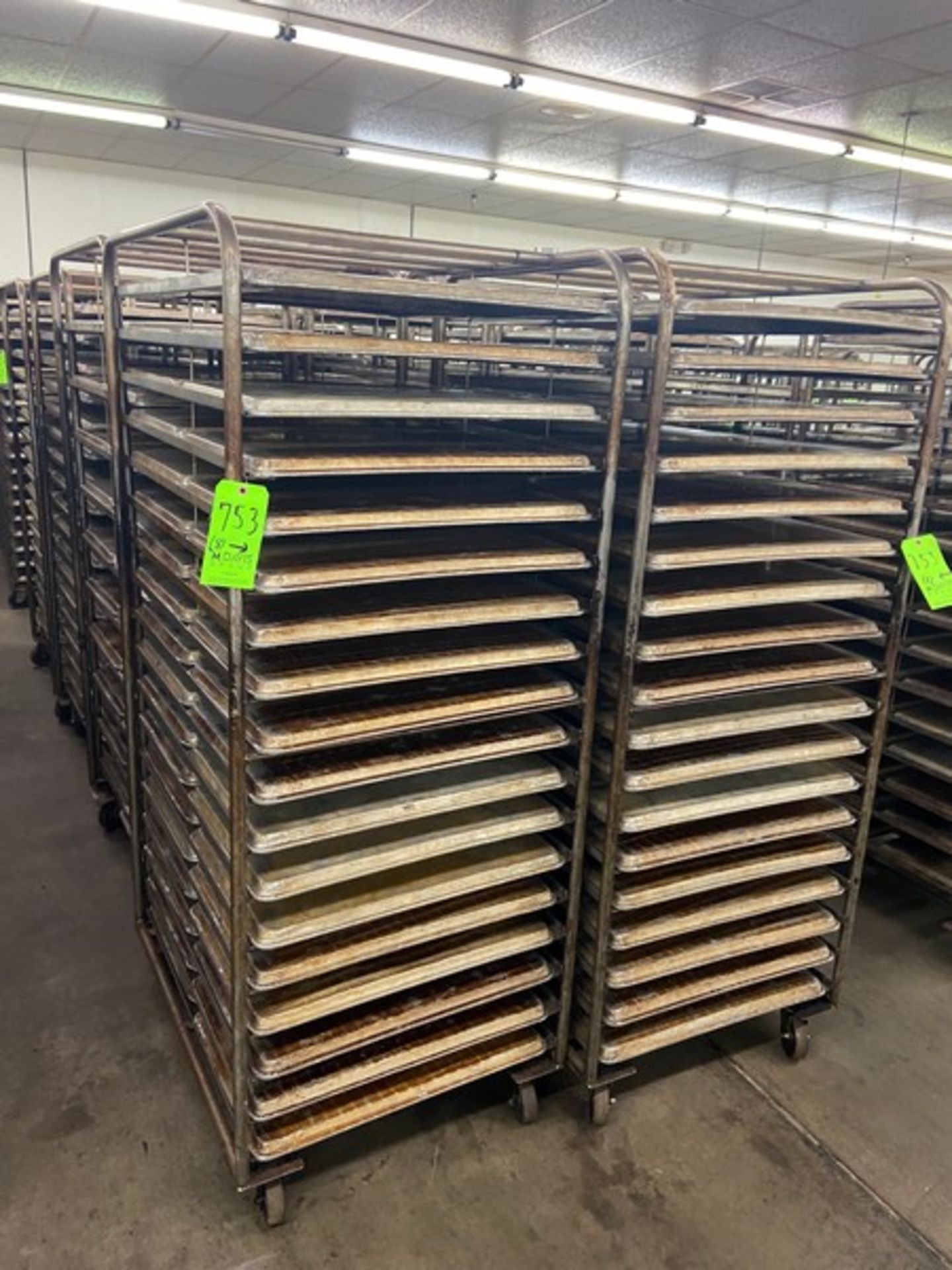 (8) PORTABLE DOUBLE SIDED BAKING PAN RACKS, MOUNTED ON CASTERS (LOCATED IN HERMITAGE, PA) - Image 2 of 3