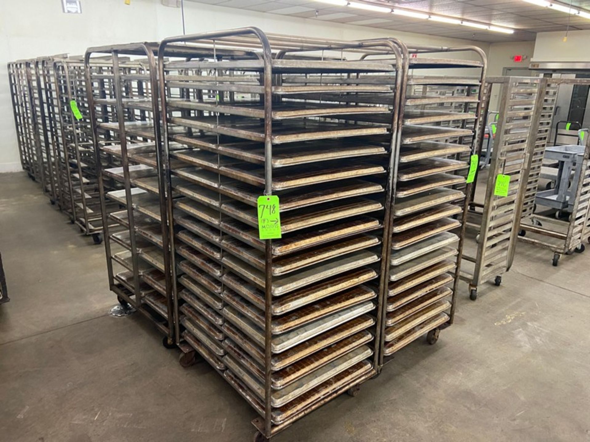 (4) PORTABLE DOUBLE SIDED BAKING PAN RACKS, MOUNTED ON CASTERS (LOCATED IN HERMITAGE, PA) - Image 2 of 3