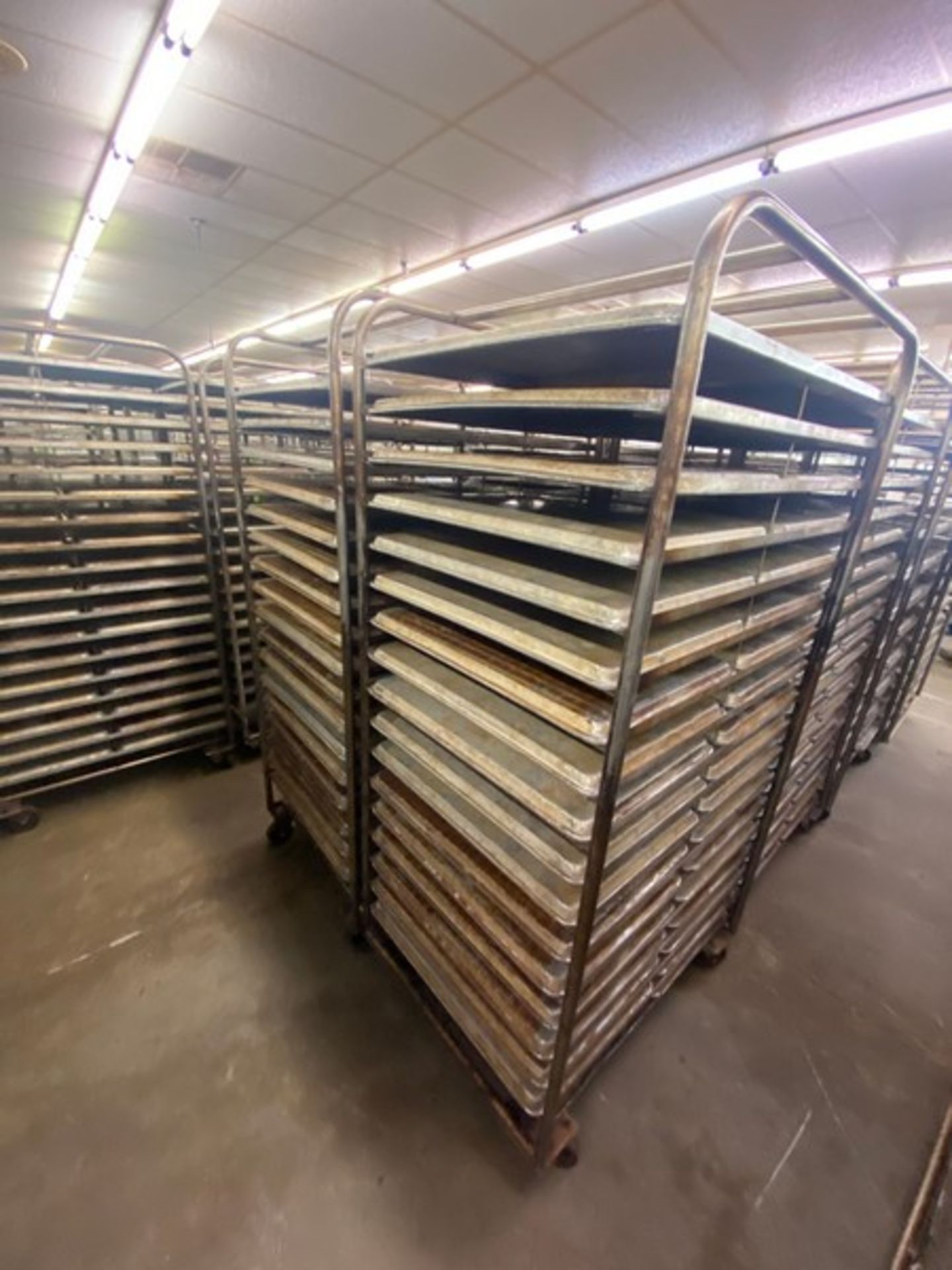 (8) PORTABLE DOUBLE SIDED BAKING PAN RACKS, MOUNTED ON CASTERS (LOCATED IN HERMITAGE, PA) - Image 3 of 3