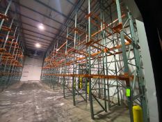 11-SECTIONS OF 2-HIGH DRIVE IN PALLET RACKING, WITH UPRIGHTS & DRIVE IN SHELVING UNITS (LOCATED IN H