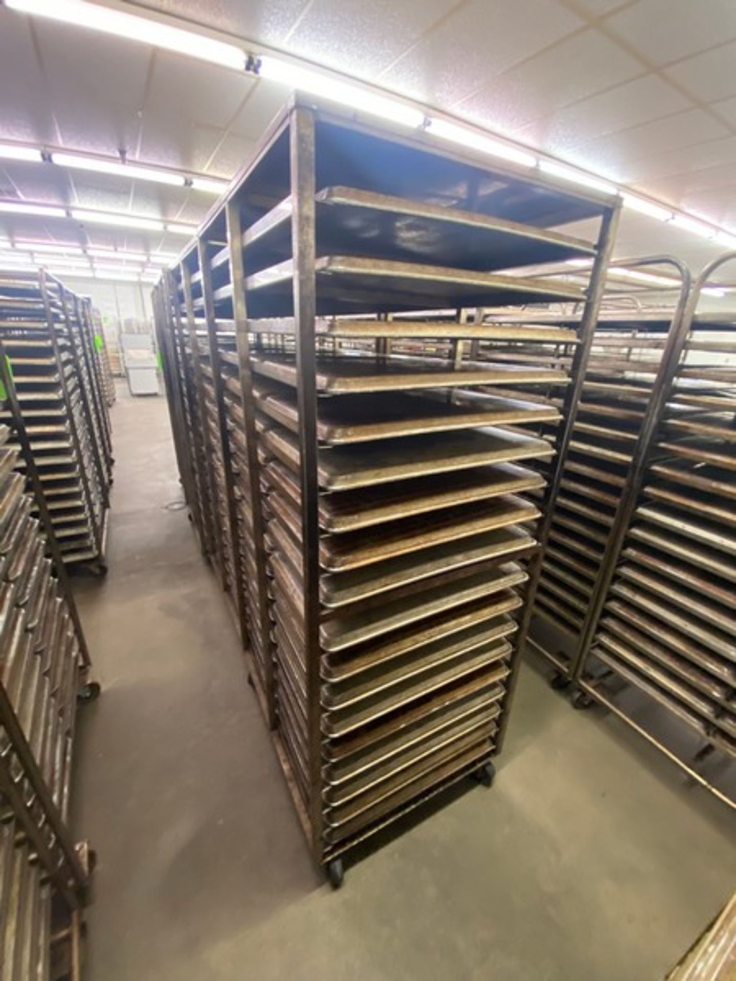 (4) PORTABLE DOUBLE SIDED BAKING PAN RACKS, MOUNTED ON CASTERS (LOCATED IN HERMITAGE, PA) - Image 3 of 3