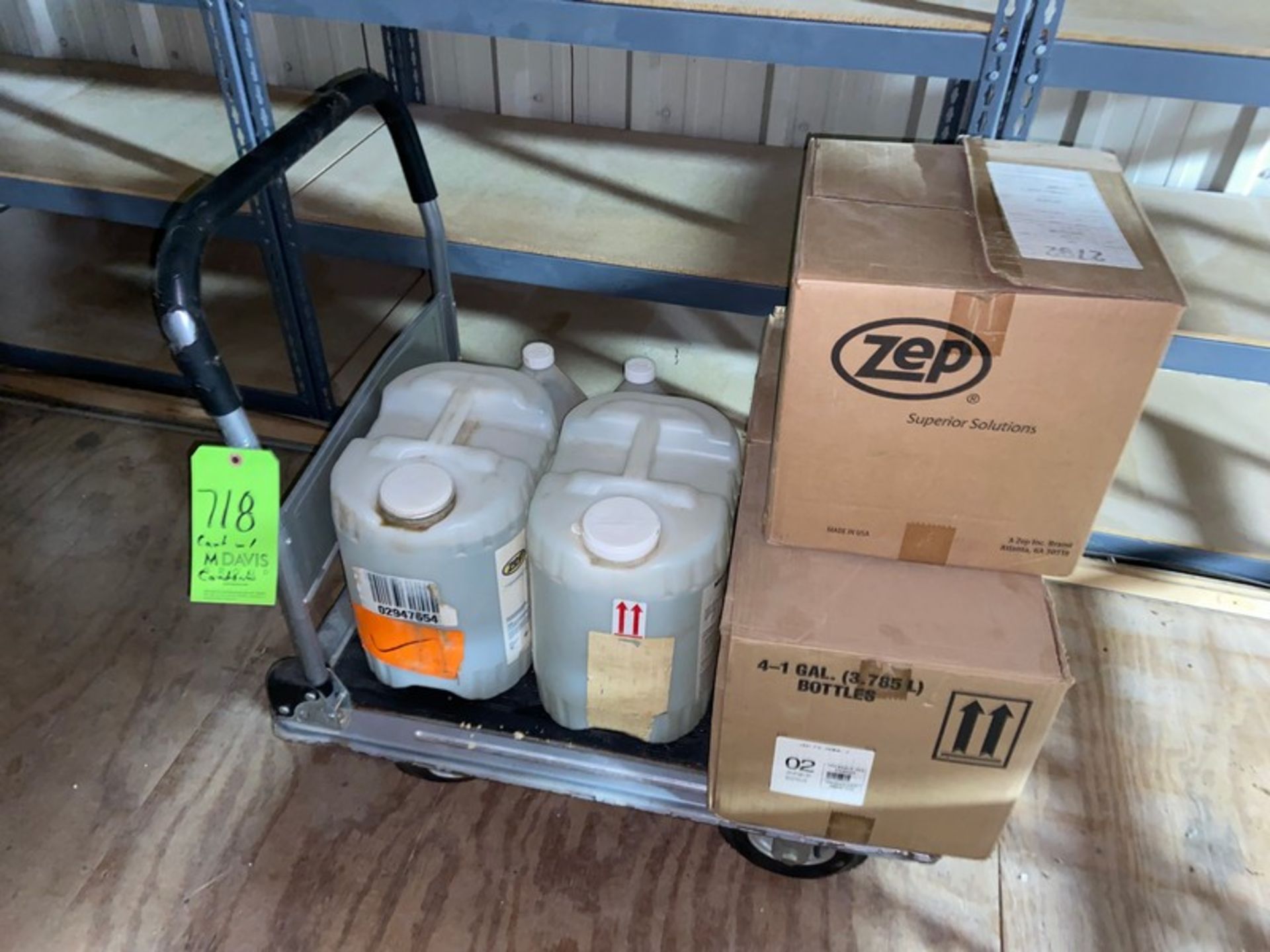 LOT OF ASSORTED DISINFECTANT CLEANER WITH PORTABLE CART, WITH RUBBER WHEELS (LOCATED IN HERMINIE, - Image 2 of 3