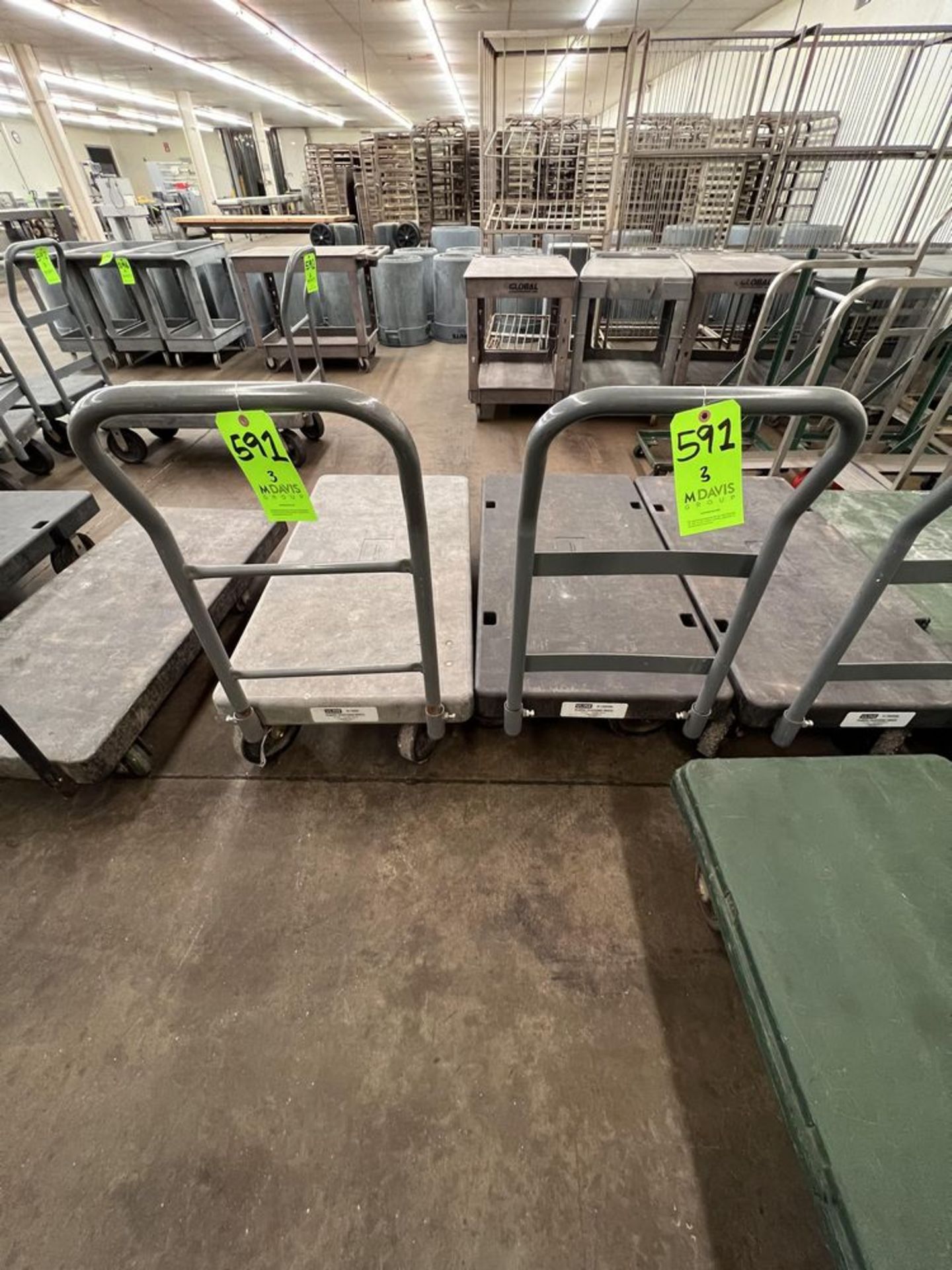 (3) ULINE PLASTIC PLATFORM TRUCKS