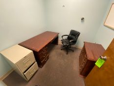 CONTENTS OF OFFICE, INCLUDES (2) DESKS, (1) 2-DOOR FILING CABINET, & OFFICE CHAIR (LOCATED IN HERMIT