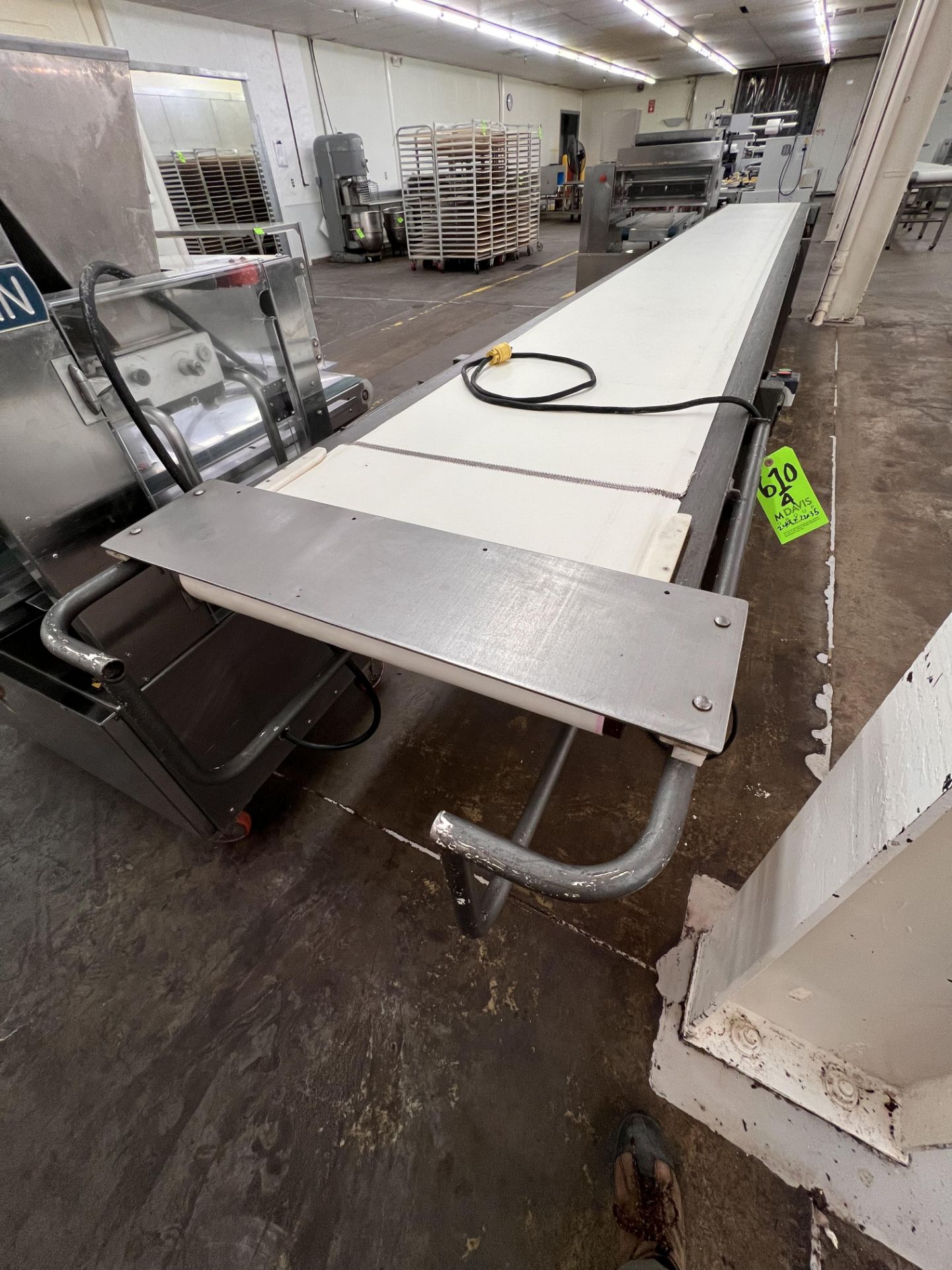 PORTABLE BELT CONVEYOR, APPROX. 249 IN. L X 23 IN. W X 35 IN. H, MARATHON 1/2 HP 1725 RPM DRIVE