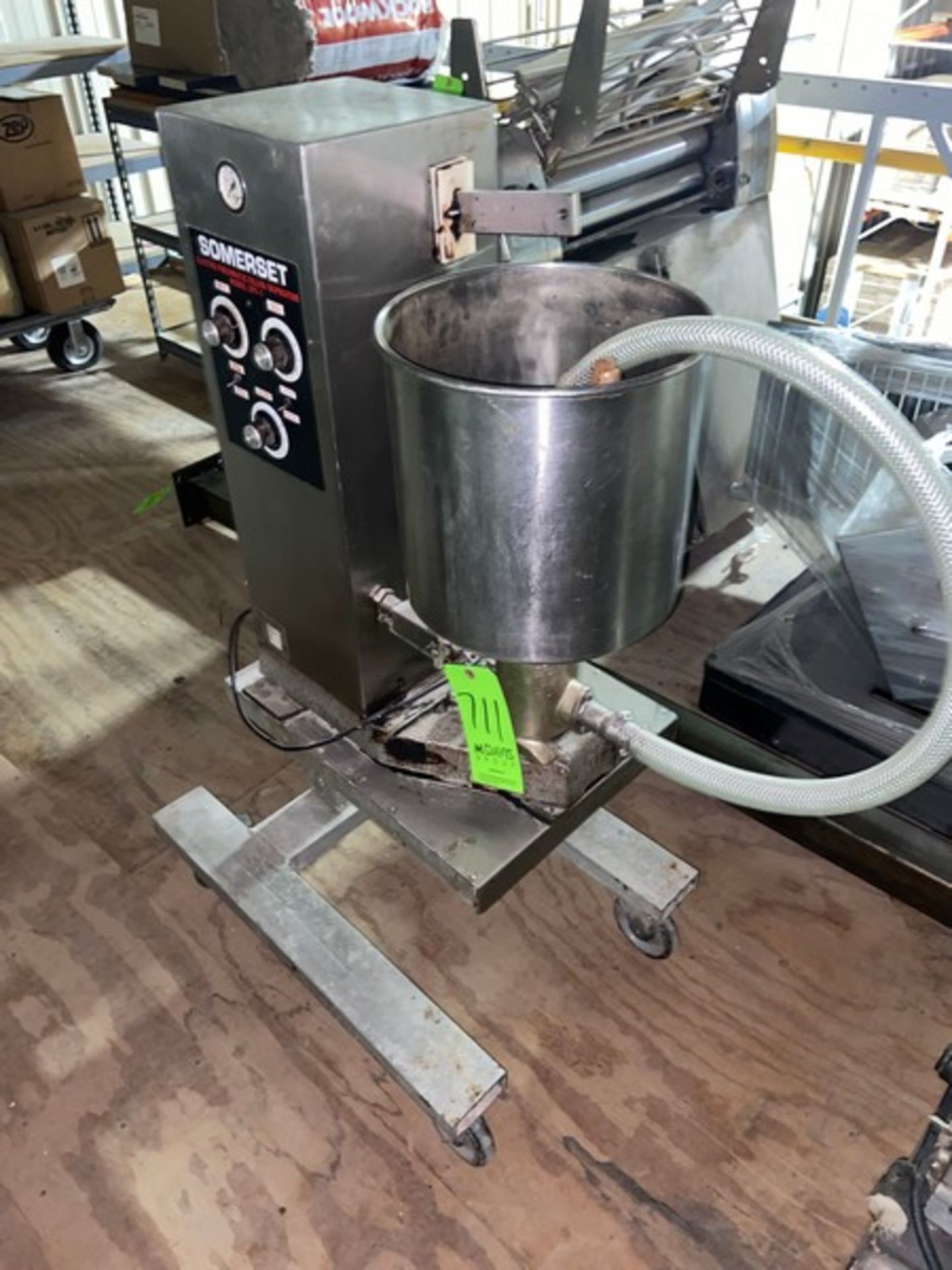 SOMERSET S/S ELECTRO PNEUMATIC FILLER/DEPOSITOR, M/N EPF-1, WITH S/S BOWL, MOUNTED ON PORTABLE FRAME