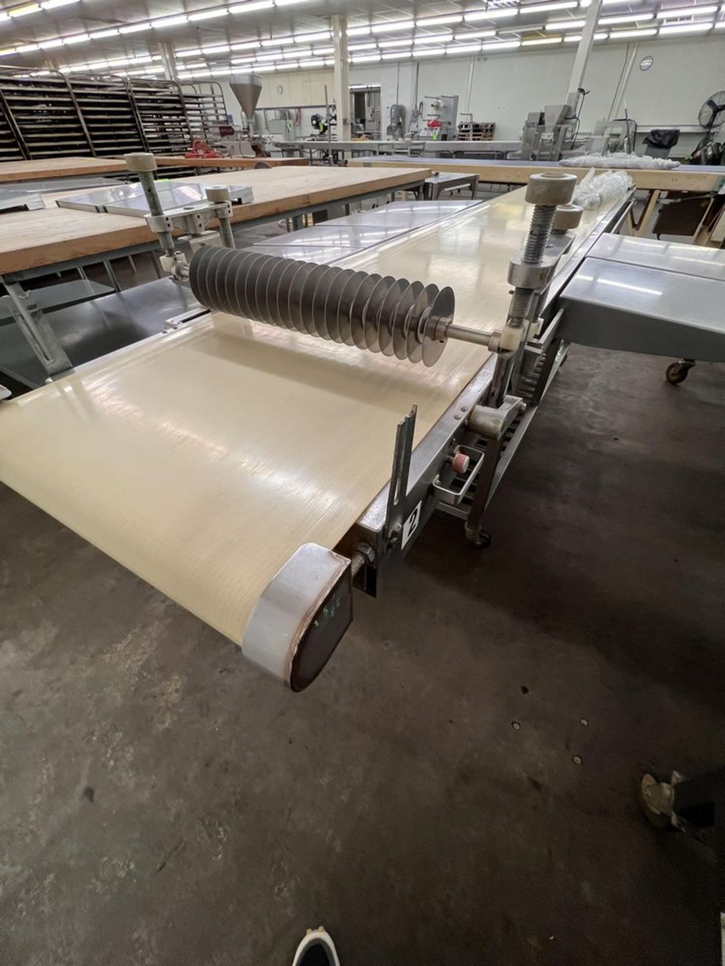 RONDO PORTABLE CONVEYOR WITH DOUGH STRIP CUTTER AND (2) ROLLING PINS, MODEL SFT360, S/N A5132002, - Image 4 of 14