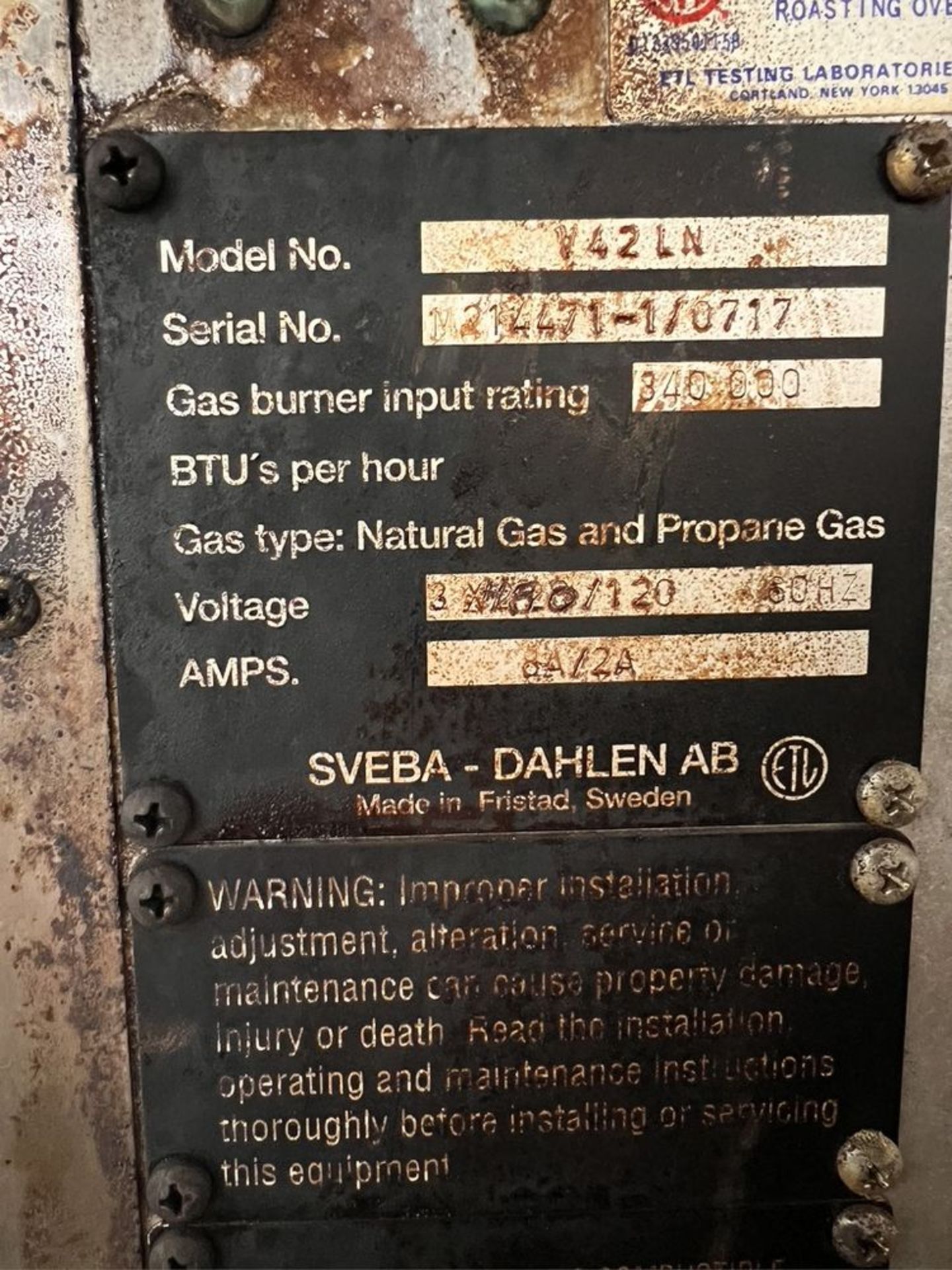 SVEBA DAHLEN RACK OVEN, MODEL V42LN, NATURAL GAS - Bild 5 aus 7