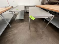 (4) S/S TABLES, APPROX. DIMS: 72 X 30 X 34, 96 X 30 X 34, 60 X 30 X 34, 36 X 30 X 34