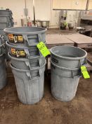 (6) RUBBERMAID BRUTE 32 GALLON TRASH CANS