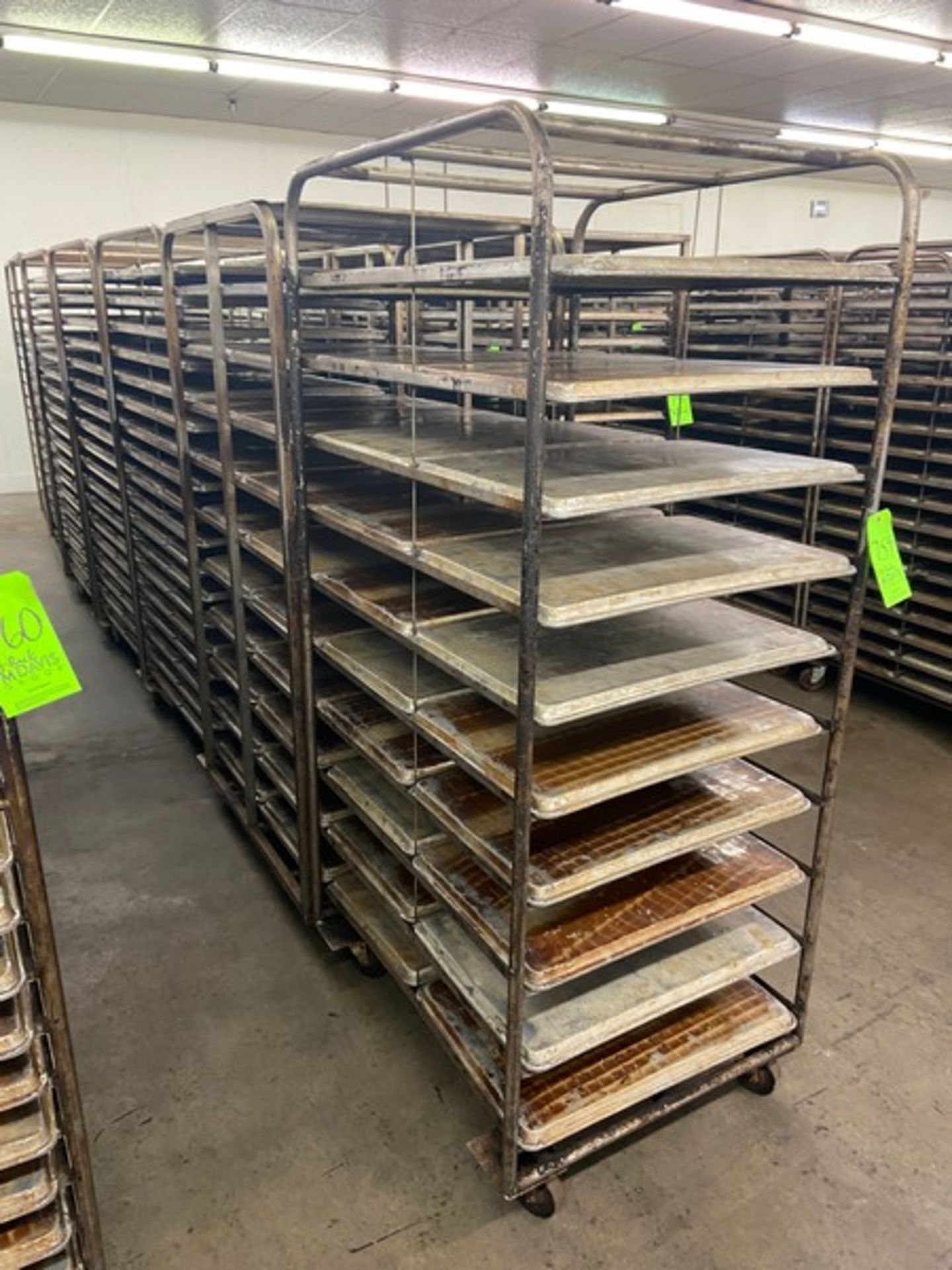 (7) PORTABLE DOUBLE SIDED BAKING PAN RACKS, MOUNTED ON CASTERS (LOCATED IN HERMITAGE, PA) - Image 2 of 3