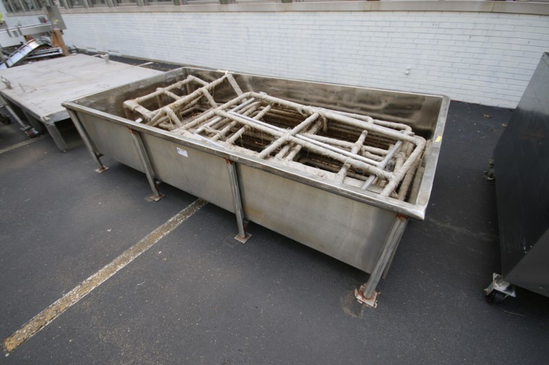 S/S Single Wall Container, with S/S Rail, OD: 10 ft. 3” L x 4 ft. 4” W x 21” Deep, Mounted on S/S - Image 2 of 3