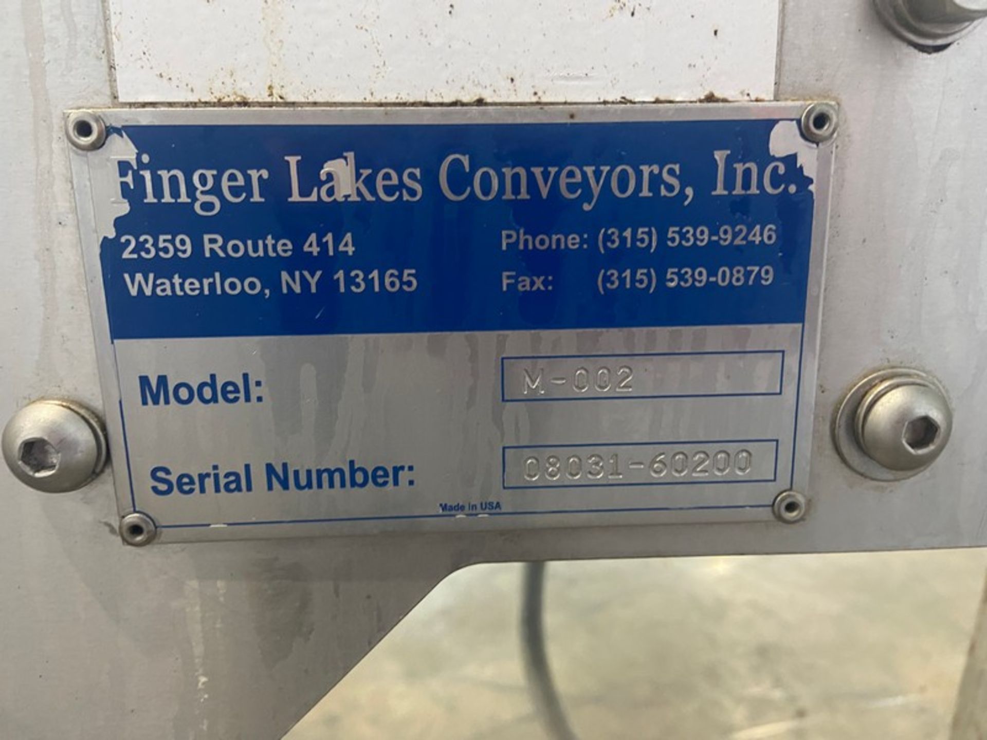 Finger Lakes Conveyor Inc. 1-Section of Conveyor, M/N M-002, S/N 08031-60200, with Aprox. 6" W - Bild 5 aus 6