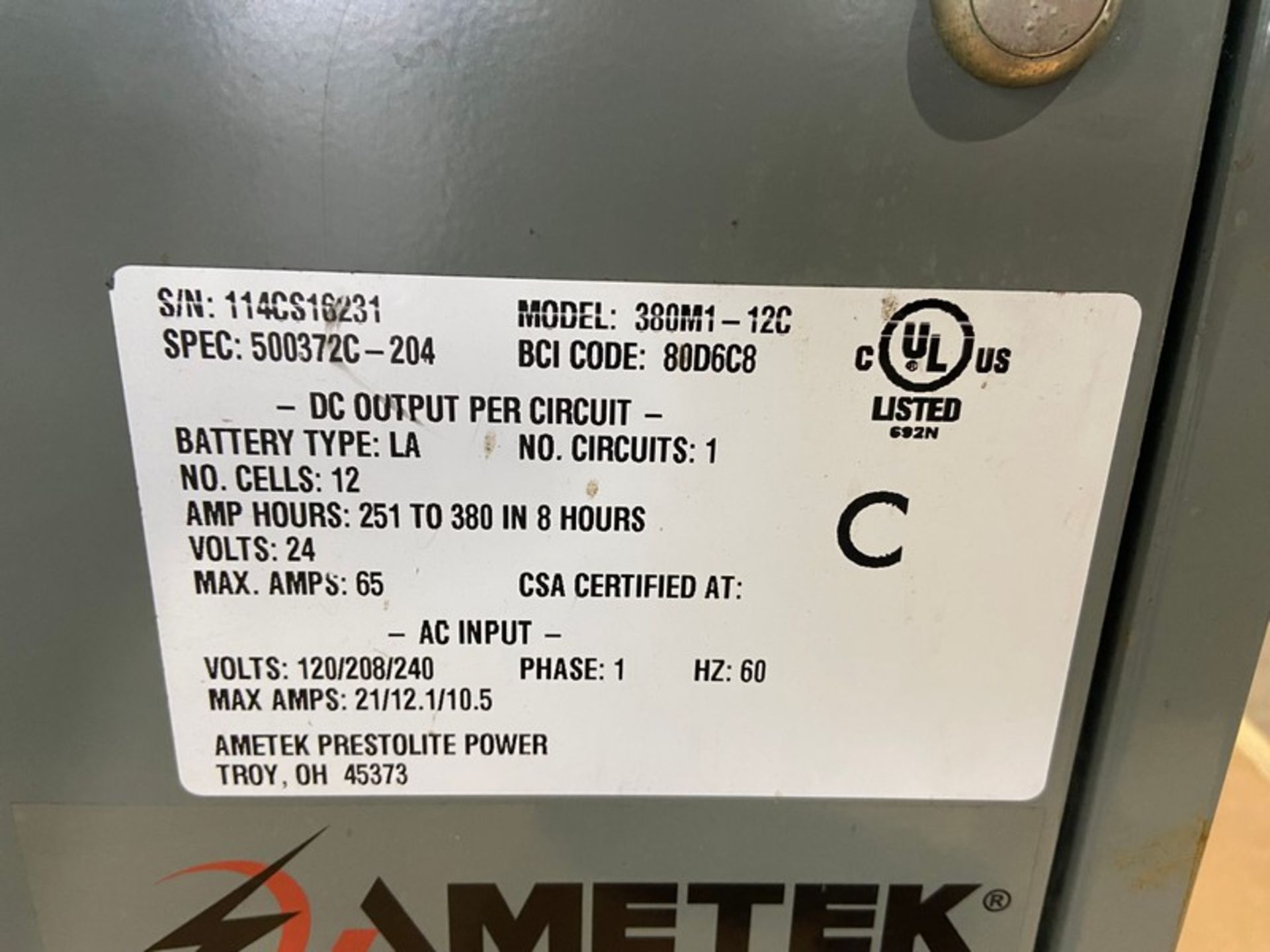 AMETEK Battery-Mate 80 Forklift Battery Charger - Image 5 of 5