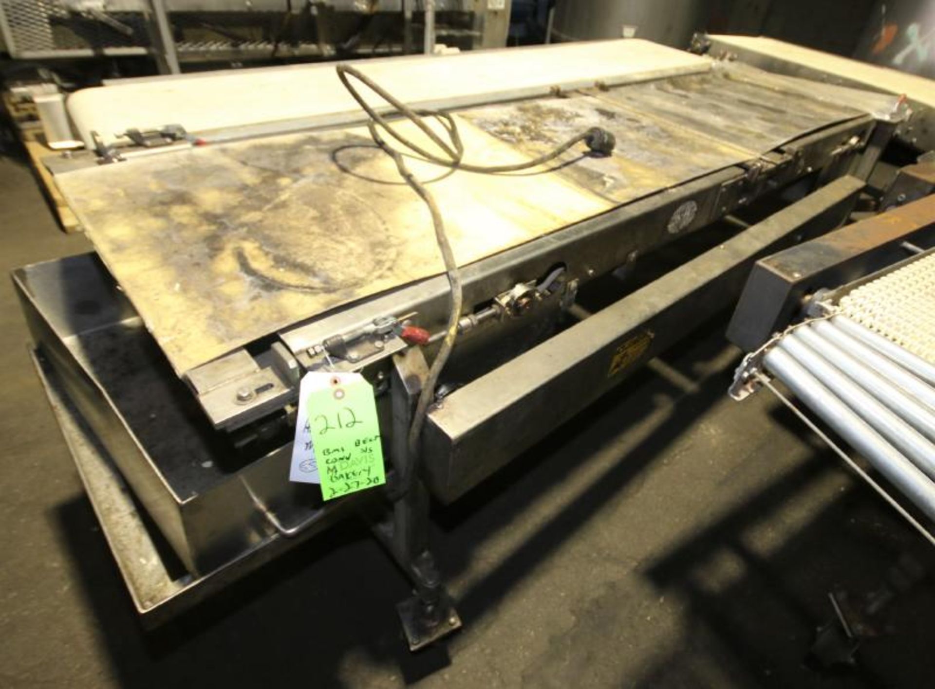 BMI 9 ft L x 24" W x 36" H S/S Conveyor with Drive & VFD, Mounted on Casters(INV#65751) (Located