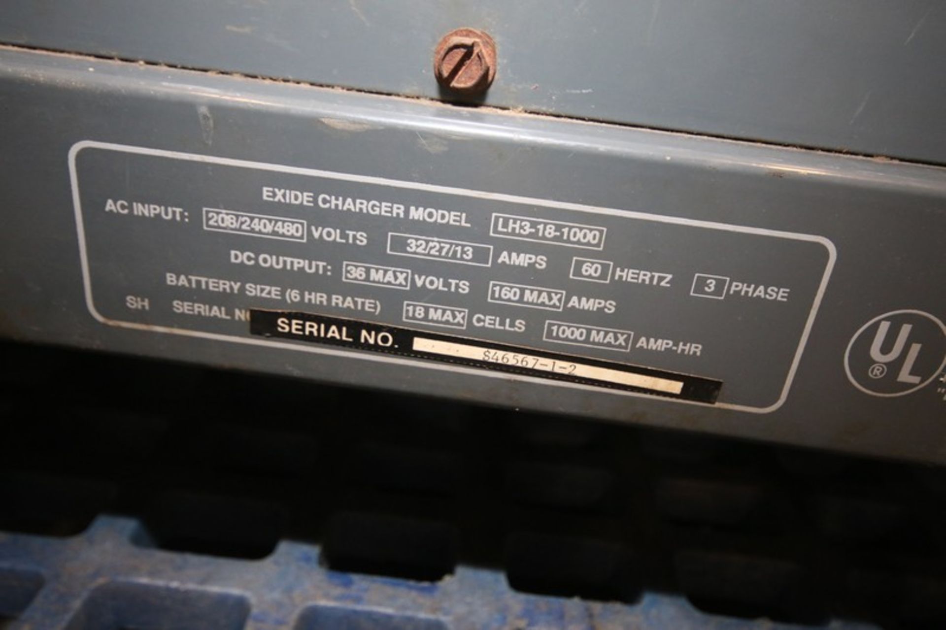 Exide Load Hog 36V Forklift Battery Charger, Model LH3-18-1000, SN 846567-1-2, 208/240/480V (INV# - Image 3 of 3
